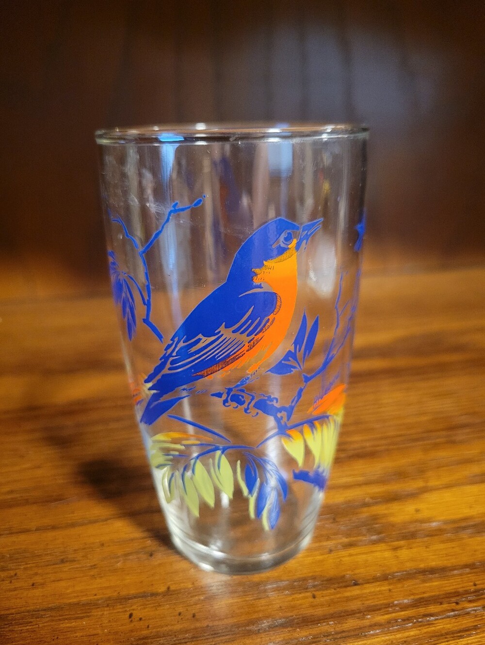 Vintage Bird Themed Drinking Glass
